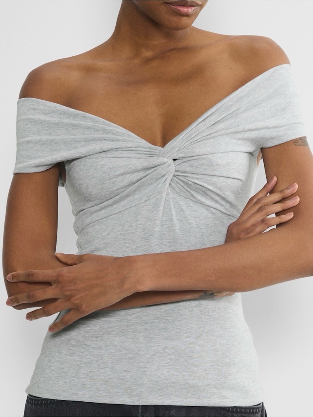 Aritzia Gray Twist-Front Tank Top - Picture 2 of 10
